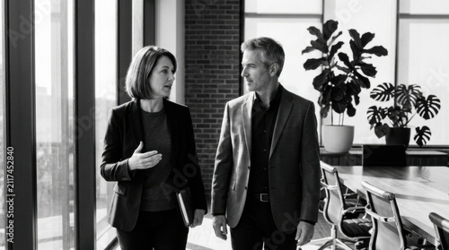 Colleagues Discussing Ideas In Modern Office Setting
