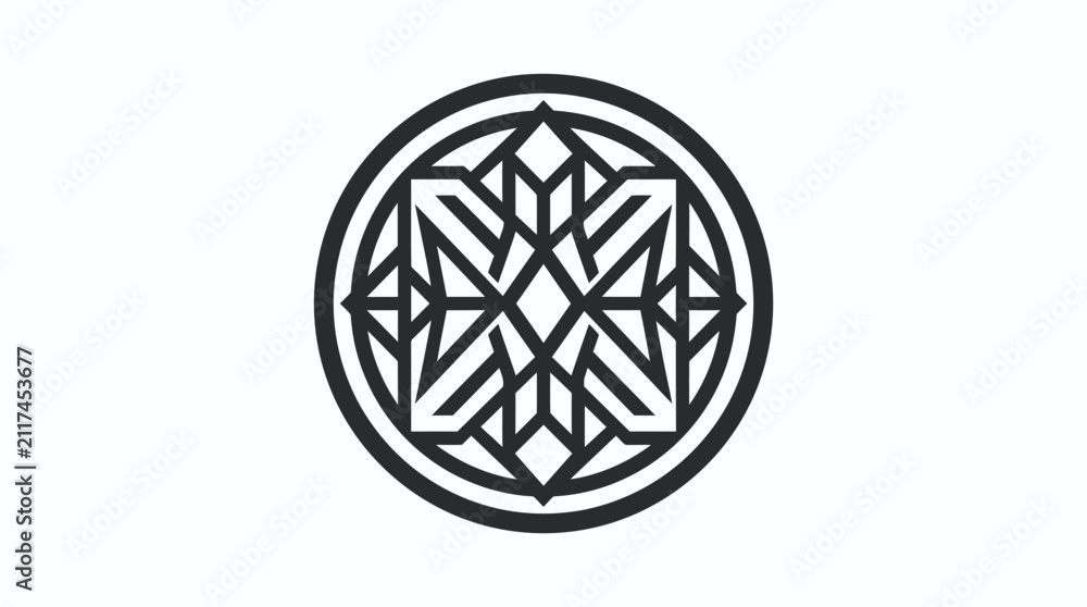Fototapeta premium Black and white circular mandala design.