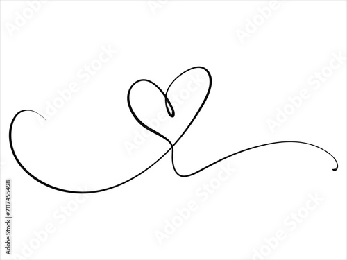 Continuous line drawing of a heart symbol