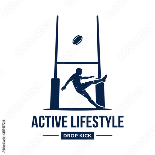 Dynamic Rugby Drop Kick Silhouette Action Sports Graphic