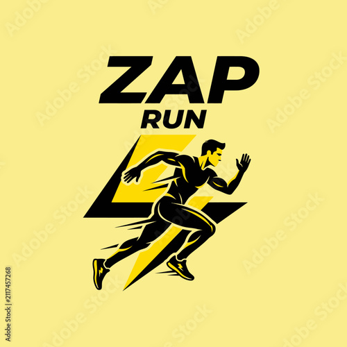 Dynamic Runner Bolt Logo For Athletic Sports And Fitness Brands