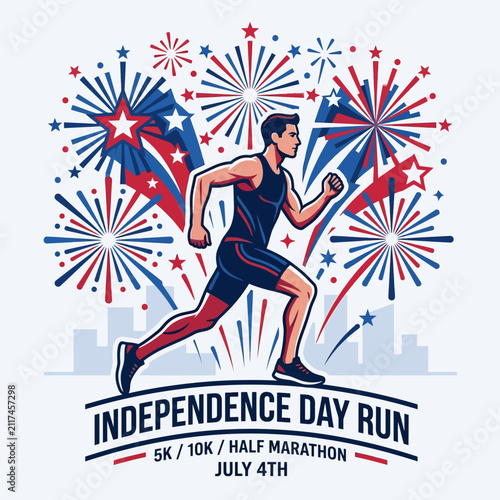 Dynamic Runner Celebrates Independence Day With Festive Fireworks Display