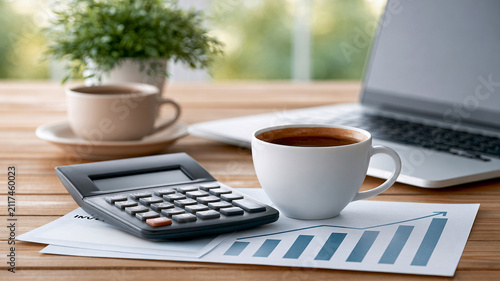 Global economy inflation forecast with coffee cup calculator