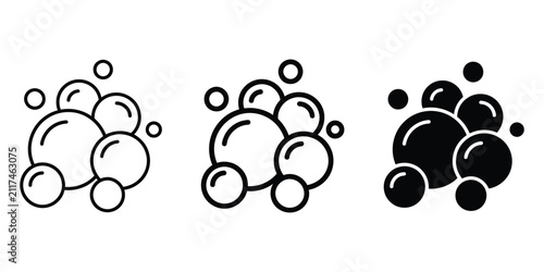 Soap bubbles icon line art vector, bold outline and silhouette design