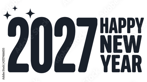 Happy new year 2027 text design with stars Vector