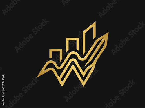 Elegant Golden Financial Growth Chart Abstract Logo Design