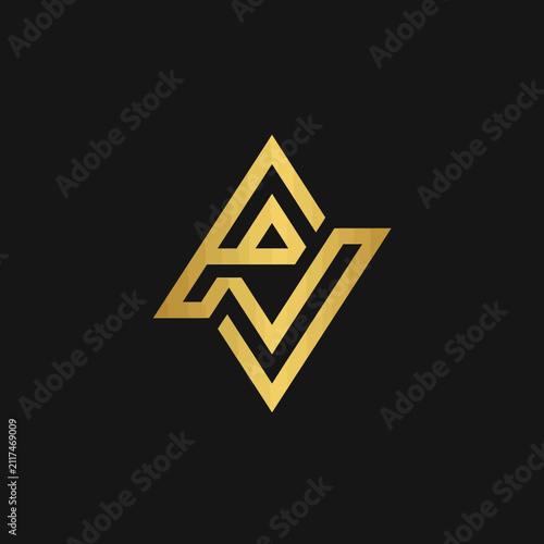 Elegant Golden Geometric Abstract Logo Design On Black Background