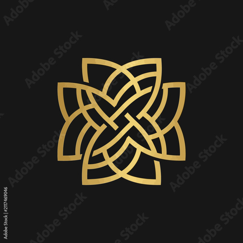 Elegant Golden Geometric Abstract Ornament For Branding And Design Projects