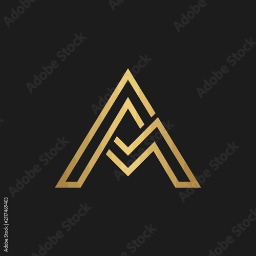Elegant Geometric Golden Logo Monogram In A Simple Design