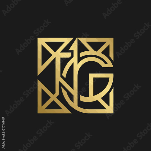 Elegant Geometric Golden Monogram Design Abstract Art Background