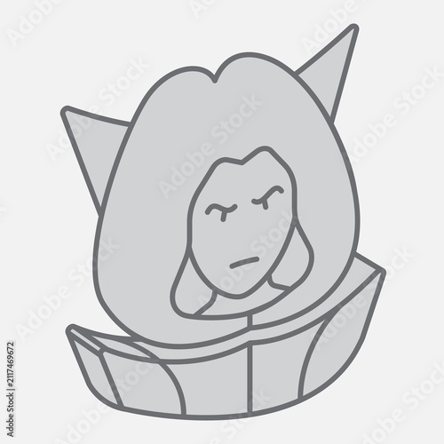 Sorceress isometric icon, enchanter concept. Vector graphics. Woman who wields magic, avatar sign with outline style icon for mobile or web design.