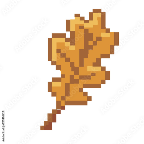 8-Bit Pixel Art Oak Leaf – Retro Autumn Nature Icon