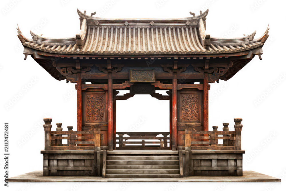 Obraz premium Ancient asian shrine isolated on transparent background