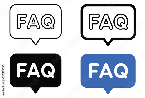 Canvas Print FAQ icon set, frequently asked questions vector illustration, support and help s