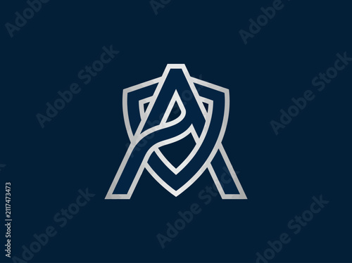 Elegant Alpha Symbol Shield Emblem Modern Abstract Design