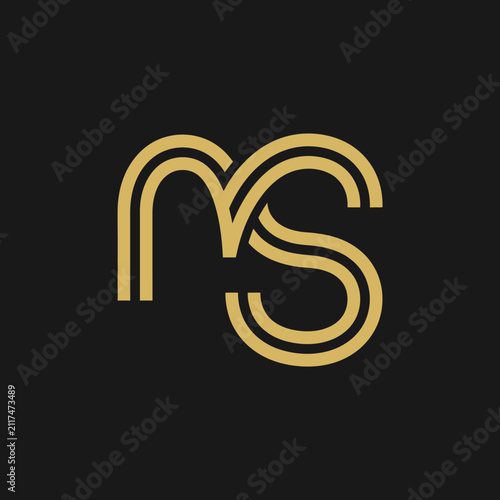 Elegant And Modern Monogram Design M S With Golden Lines On Black Background