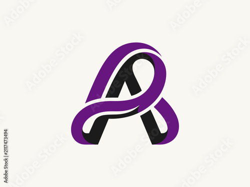 Elegant Amorphous Letter A Logo With Purple Ribbon