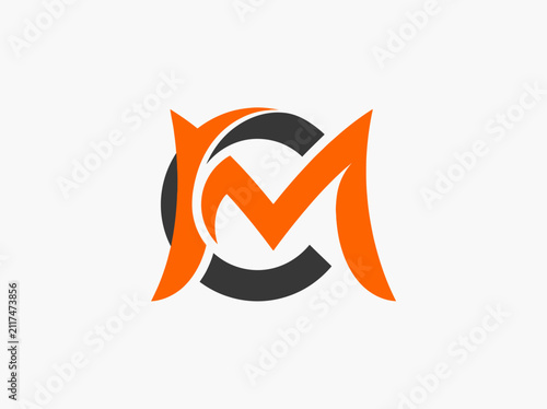Dynamic Orange And Grey CM Monogram Logo Design On White Background