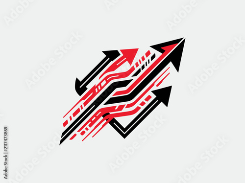 Dynamic Red And Black Arrows Illustrating Growth And Progress
