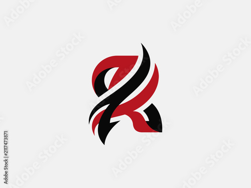 Dynamic Red And Black Abstract Emblem On White Background