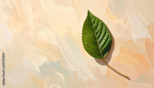 Minimal Green Leaf on Soft Background