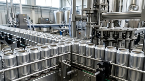 Automated industrial canning line with empty aluminum cans