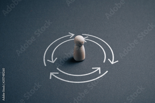 Photography Multiple parallel workflows surrounding person in business process orchestration