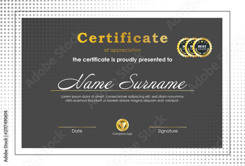 Certificate Of Achievement Award Template Design.