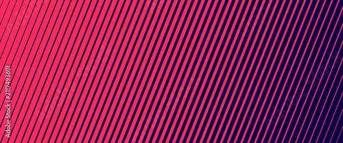 Obraz na plátne Diagonal lines narrowing toward edges and denser at center, overlaid on a bold two-tone gradient background transitioning from hot pink to deep midnight blue, creating a dynamic vector pattern