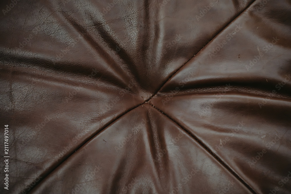 Obraz premium Macro Dark Brown Leather Hide Grain and Radial Creases