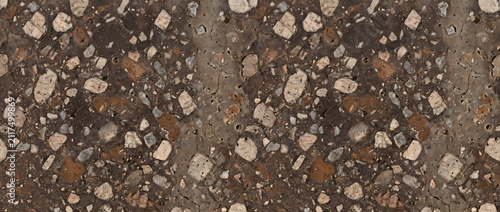 Foto Breccia rock texture with brown stone matrix and embedded mineral fragments form
