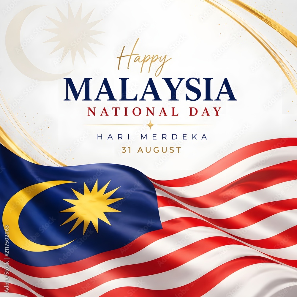 Obraz premium Happy malaysia national day greeting card design