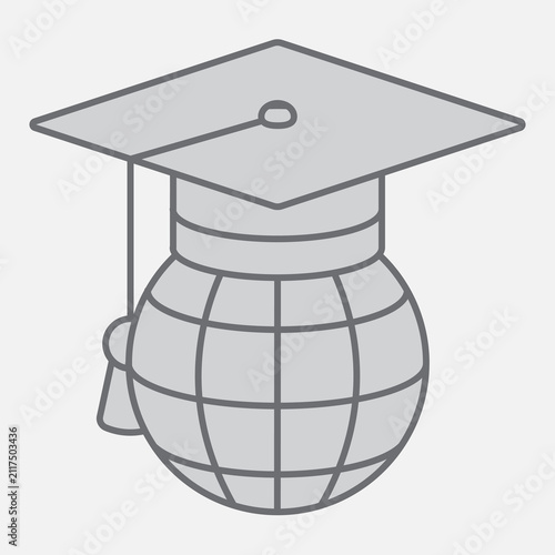 Принти на полотні Student hat on globe isometric icon, aspiring minds concept