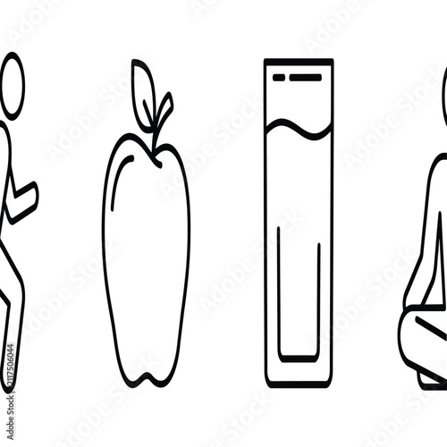 Konstfotografi Estilo de vida saludable que incluye ejercicio, nutrición, hidratación y meditac