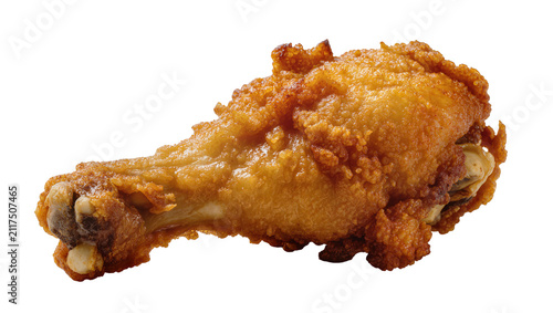 Foto Crispy golden fried chicken wing with crunchy breading, isolated on transparent