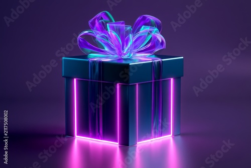 Hands Holding a Glittering Gold Gift Box with Red Ribbon from Above