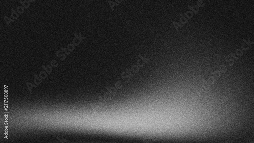 Obraz na plátně Black grainy gradient background with horizontal white glowing light fade dark g
