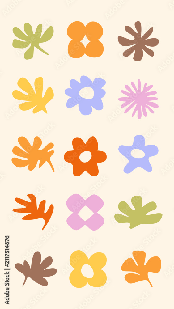 Obraz premium Colorful abstract floral pattern element vector set