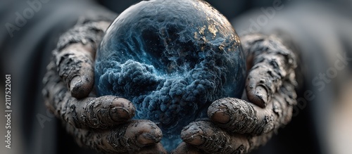 Earth in dirty hands care.