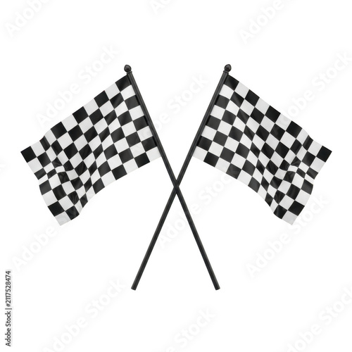Two crossed checkered flags for racing and competition