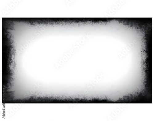 Black grunge frame isolated on white. Distressed vintage border for artistic photo design.