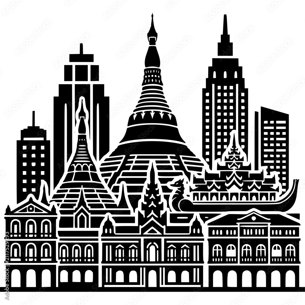 Obraz premium Yangon Skyline Icon