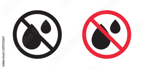 No Leakage and Waterproof Droplet Prohibition Warning Sign Icons