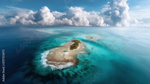 Stunning Aerial View of a Tropical Island in Turquoise Waters