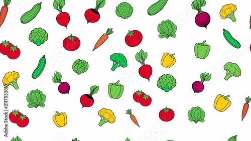 Colorful Animated Vegetables Pattern Stop Motion Stock Animation