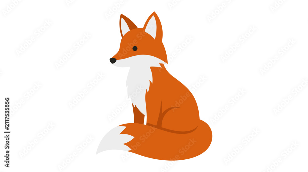 Fototapeta premium National Wildlife Day Red Fox Sitting Flat Illustration