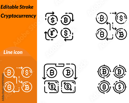 A professional vector icon representing cryptocurrency blockchain and decentralized finance (DeFi). The design features a digital coin combined with blockchain connections a secure wallet or a shield.