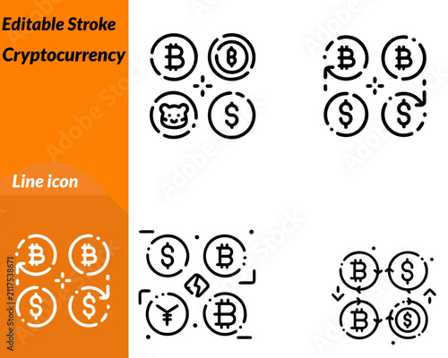 A modern vector icon representing cryptocurrency blockchain digital finance. The design features a crypto coin with blockchain nodes digital. Symbolizing decentralized transactions and asset security.