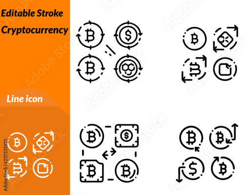A modern vector icon representing cryptocurrency blockchain digital finance. The design features a crypto coin with blockchain nodes digital. Symbolizing decentralized transactions and asset security.