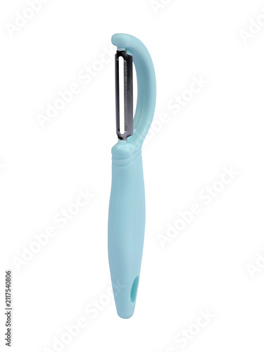 Foto Light Blue Vegetable Peeler Side View Isolated On Transparent Background PNG